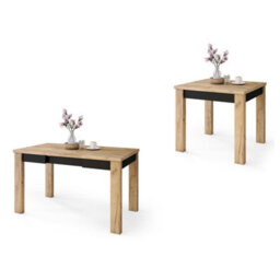 Heze Furniture Fonte 85 Modern Extending Dining Table - Gold Craft Oak & Black Matt - thumbnail 7
