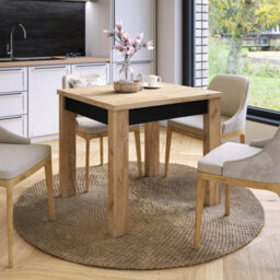 Heze Furniture Fonte 85 Modern Extending Dining Table - Gold Craft Oak & Black Matt - thumbnail 4