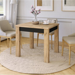 Heze Furniture Fonte 85 Modern Extending Dining Table - Gold Craft Oak & Black Matt - thumbnail 5