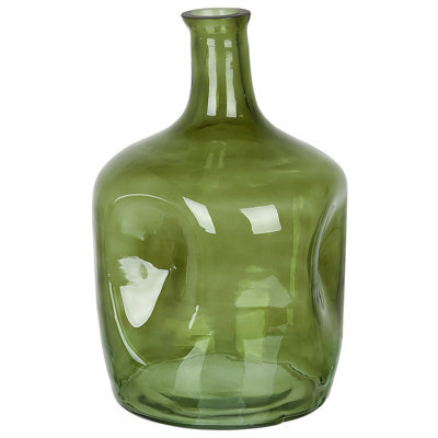 Beliani Flower Vase Kerala Glass 30 Cm Olive Green - image 1