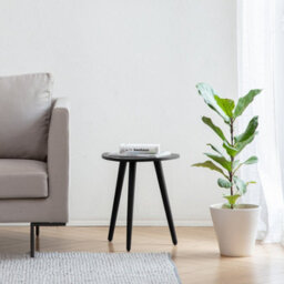 MH London Tora Triangle Solid Wood Side Table Living Room Side Table Bedside Black Wooden End Table - thumbnail 2