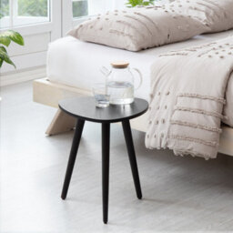 MH London Tora Triangle Solid Wood Side Table Living Room Side Table Bedside Black Wooden End Table - thumbnail 1