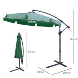 Outsunny 2.7M Garden Cantilever Banana Parasol Sun Shade W/ Crank, Green - thumbnail 3