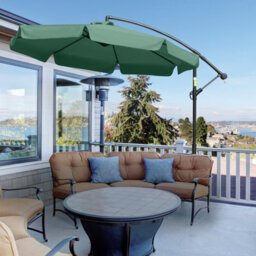 Outsunny 2.7M Garden Cantilever Banana Parasol Sun Shade W/ Crank, Green - thumbnail 1