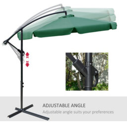 Outsunny 2.7M Garden Cantilever Banana Parasol Sun Shade W/ Crank, Green - thumbnail 5
