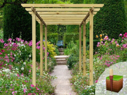 Edecks Village Walkway Wooden Garden Pergola (W 2400mm X D 4800mm) With Bolt Down Anchors (2.1M) - thumbnail 3
