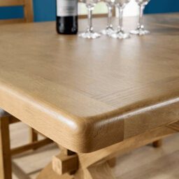 Home Source Bentley 1.8M-2.3M Extending Dining Table & Solid Oak Set 4 Grey Cross Back Chairs - thumbnail 4