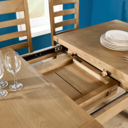 Home Source Bentley 1.8M-2.3M Extending Dining Table & Solid Oak Set 4 Grey Cross Back Chairs - thumbnail 3