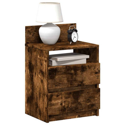 Berkfield Bedside Cabinet With 2 Drawers Smoked Oak 40X33X60 Cm - image 1