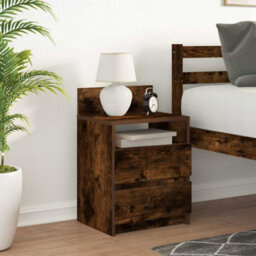 Berkfield Bedside Cabinet With 2 Drawers Smoked Oak 40X33X60 Cm - thumbnail 3