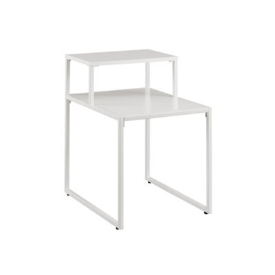 Urbn-Living Urbnliving 57 Cm Height 2 Tier Nightstand Wood And Metal Sofa Side End Coffee Table (White) - image 1