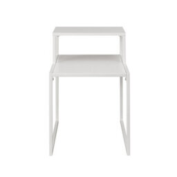 Urbn-Living Urbnliving 57 Cm Height 2 Tier Nightstand Wood And Metal Sofa Side End Coffee Table (White) - thumbnail 3