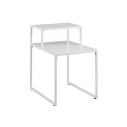 Urbn-Living Urbnliving 57 Cm Height 2 Tier Nightstand Wood And Metal Sofa Side End Coffee Table (White) - thumbnail 1