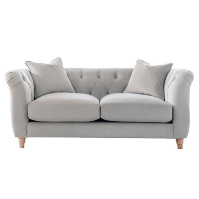 Furnishings For Less UK Elsie Velvet Chesterfield Plush Velvet Chalk 2 Seater Sofa - image 1