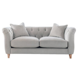Furnishings For Less UK Elsie Velvet Chesterfield Plush Velvet Chalk 2 Seater Sofa
