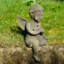 Burgess Cast Iron Sitting Cherub Antique Style Verdigris Home Garden Ornament Sculpture - thumbnail 2