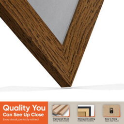 "30X17"" Dark Oak Modern Vinyl Record Frame With Mid Grey Mount For 12 Inch Lp Album Cover & Disc - Ak Frames" - thumbnail 3