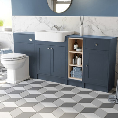 Affine Vanity Unit Back To Wall Toilet Shelf Storage Combination Blue Furniture 1820mm - image 1