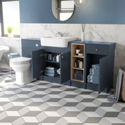 Affine Vanity Unit Back To Wall Toilet Shelf Storage Combination Blue Furniture 1820mm - thumbnail 3