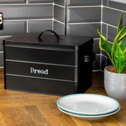 Harbour Housewares Metal Bread Bin - Black - Vintage Retro Bread Tin Canister Storage Jar Kitchen Caddy Food Storage Box Container - thumbnail 6
