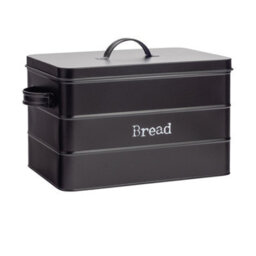 Harbour Housewares Metal Bread Bin - Black - Vintage Retro Bread Tin Canister Storage Jar Kitchen Caddy Food Storage Box Container