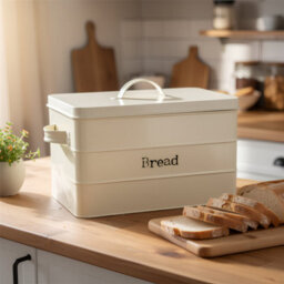 Harbour Housewares Metal Bread Bin - Black - Vintage Retro Bread Tin Canister Storage Jar Kitchen Caddy Food Storage Box Container - thumbnail 8