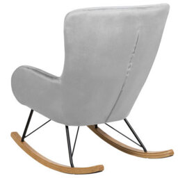 Beliani Glam Rocking Chair - Light Grey Velvet, Two Solid Wood Rockers, Metal & Rubberwood Frame - thumbnail 5