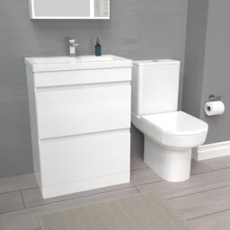 Nes Home 600mm 2 Drawers Gloss Basin Vanity & Close Coupled Toilet White - thumbnail 5