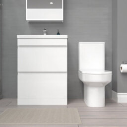 Nes Home 600mm 2 Drawers Gloss Basin Vanity & Close Coupled Toilet White - thumbnail 2
