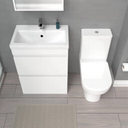 Nes Home 600mm 2 Drawers Gloss Basin Vanity & Close Coupled Toilet White - thumbnail 3