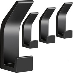 4 Pack Wall Mounted Coat Rack, Adhesive Wall Hook In Aluminum, Self, Ideal For Kitchen, Bathroom And Office, Black) - thumbnail 1