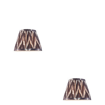 Loops Elegant Set Of 2 Pearl Grey Tapered Lamp Shades With Unique Zigzag Design - image 1