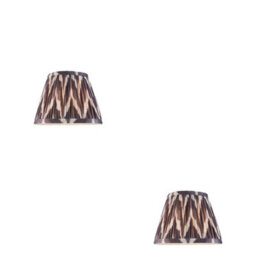 Loops Elegant Set Of 2 Pearl Grey Tapered Lamp Shades With Unique Zigzag Design - thumbnail 1