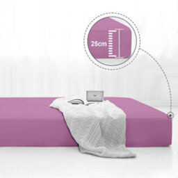 Bedlooms Single Fitted Sheet 25Cm Extra Deep - Soft Microfiber Deep Pocket Elasticated Bed Fitted Sheets Purple, 91X190 Cm - thumbnail 3