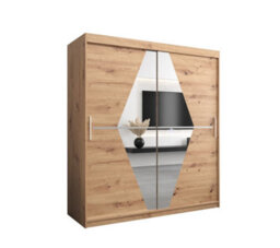 Arte Boliwia Contemporary 2 Mirrored Sliding Door Wardrobe 9 Shelves 2 Rails Artisan Oak Effect (H)2000mm (W)1800mm (D)620mm - thumbnail 1