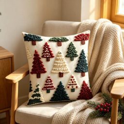 Amorly 2 Pack Xmas Tree Cushion Covers 45X45Cm, 2D Print, Festive Pillow Cases Only Without Inserts For Christmas Home Decoration - thumbnail 6