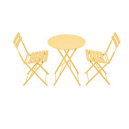 Living And Home Yellow 3-Piece Outdoor Folding Bistro Set - thumbnail 4