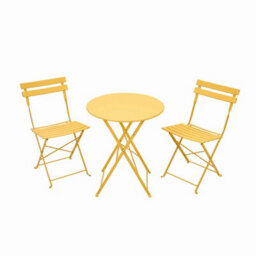 Living And Home Yellow 3-Piece Outdoor Folding Bistro Set - thumbnail 3