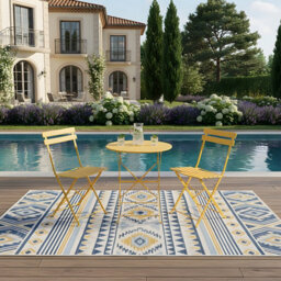 Living And Home Yellow 3-Piece Outdoor Folding Bistro Set - thumbnail 2