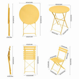 Living And Home Yellow 3-Piece Outdoor Folding Bistro Set - thumbnail 7