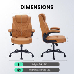 Office Chair With Flip Up Arms, Lumbar Support,tilt Lock Brown - thumbnail 2