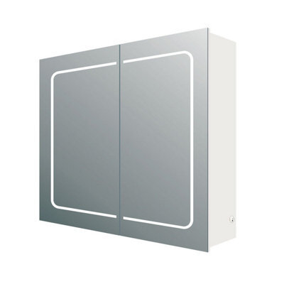 Plum&clay Midas Double Led Bathroom Mirrored Wall Cabinet (H)63Cm (W)66Cm - image 1