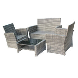 Birchtree Rattan Garden Furniture Set Sofa Armchair Glass Coffee Table 4 Seater Cushion Outdoor Patio Rfs02 Grey - thumbnail 6