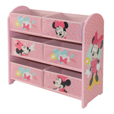 Disney Classic Minnie Mouse Toy Storage Unit: 6-Box Organizer For Bedroom - Made From Engineered Wood/fabric/metal - Easy Assembly - image 1