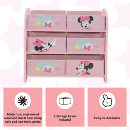 Disney Classic Minnie Mouse Toy Storage Unit: 6-Box Organizer For Bedroom - Made From Engineered Wood/fabric/metal - Easy Assembly - thumbnail 4