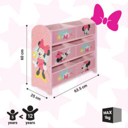 Disney Classic Minnie Mouse Toy Storage Unit: 6-Box Organizer For Bedroom - Made From Engineered Wood/fabric/metal - Easy Assembly - thumbnail 3