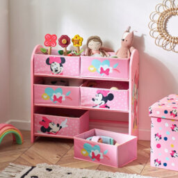 Disney Classic Minnie Mouse Toy Storage Unit: 6-Box Organizer For Bedroom - Made From Engineered Wood/fabric/metal - Easy Assembly - thumbnail 2