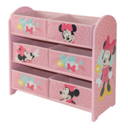 Disney Classic Minnie Mouse Toy Storage Unit: 6-Box Organizer For Bedroom - Made From Engineered Wood/fabric/metal - Easy Assembly