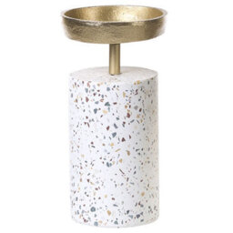 Beliani Set Of 2 Candle Holders Kaengan Stone 13/24 Cm Gold - thumbnail 4