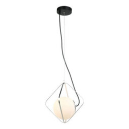 Luminosa Lighting Luminosa Modern Hanging Pendant Chrome, Black 1 Light  With White Shade, E27 Dimmable - thumbnail 2
